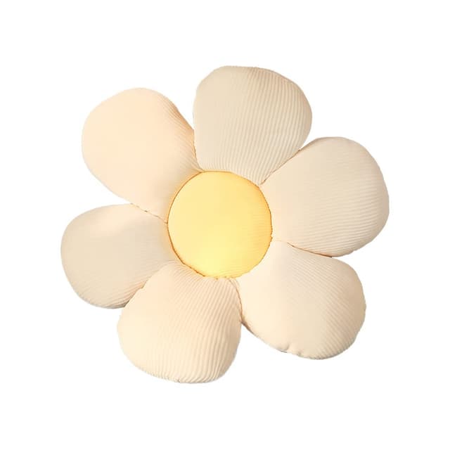 ACYOUNG Blumenboden Kissen Tatami Blumenförmiges Plüsch-Dekor der bequemen Sitzkissen für Kinderzimmer Hause Sofa Dekoration (40 x 40 cm,Weiß & Gelb - a) 40 x 40 cm Weiß & Gelb - A
