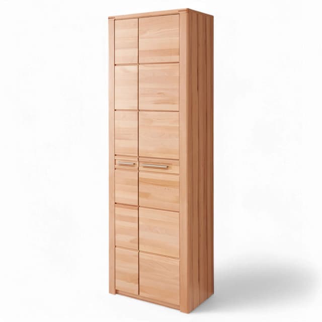 Stella Trading Nature ONE Garderobenschrank in Kernbuche Teil-massiv FSC-Zertifiziert - Flurgarderoben Schrank mit viel Stauraum - 65 x 201 x 40 cm (B/H/T) Garderobenschrank 65 cm
