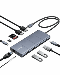 Anker 565 11-in-1 USB-C Hub, Docking-Station mit 10 Gbps USB-C & USB-A Datenports, 4K HDMI, DisplayPort, 85W PD, 2 USB 2.0 Daten, Ethernet, AUX, microSD & SD, Für MacBook Pro und mehr Angebot bei HelloDeals