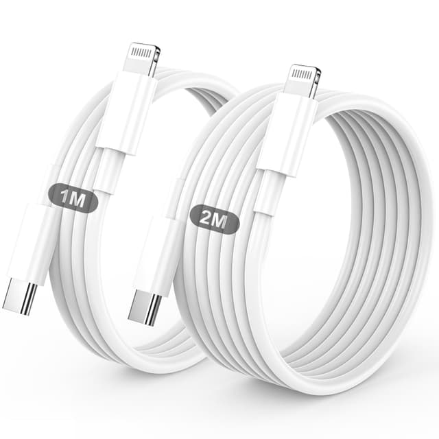 Lightning Kabel USB C 2Pack 1M+2M Für IPhone ladekabel MFi Zertifiziert Original für Apple Schnellladekabel für IPhone 14/13/12/11/Pro/Pro Max/Mini/XR/XS/XS Max/X/8/7/6/6s/Plus/iPad Weiß 1M+2M