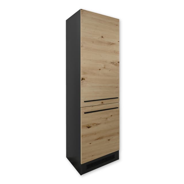 JAZZ 8 Moderner Einbauschrank für Kühlschrank in Anthrazit, Artisan Eiche Optik - Geräumiger Hochschrank Küchenschrank mit viel Stauraum - 60 x 211 x 57 cm (B/H/T) Anthrazit / Artisan Eiche