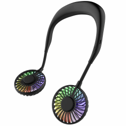 ITSHINY Tragbarer Ventilator, Nackenventilator Mini USB Ventilator Hände, Wiederaufladbarer Tragbarer, Schreibtisch Ventilator, Ventilator Mit Bügel für Den Nacken, 3 Geschwindigkeiten, LED-Licht Alles Schwarz Angebot bei HelloDeals