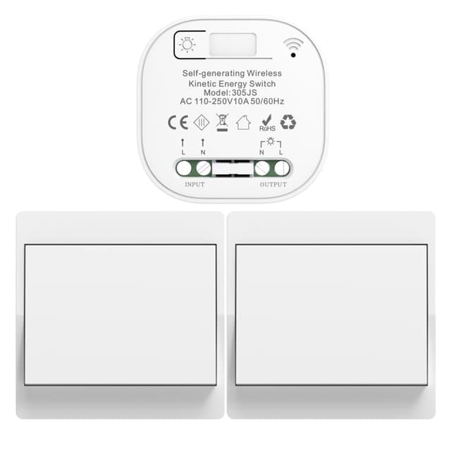 Cerhot funk lichtschalt funkschalt 230v funk lichtschalter ohne batterie set lichtschalter funk wireless light switch funkschalter batterielos funktaster funk-wandschalter für lichter (EU 1Gang 2V1 a) EU 2x1Gang+1Receiver a