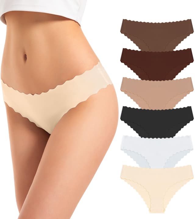 TANSTC Unterhosen Damen Nahtlose Unterwäsche Frauen Seamless Slips Stretch Damenunterwäsche Hipster Panties Atmungsaktiv Schlüpfer Unsichtbar Weich Höschen Bikinis Mehrpack 6er Pack XS-XL L Tiefe Farbe*6