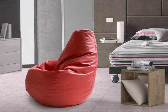 Talamo Italia - Annachiara-Pouf, Sitzsack-Pouf, Sitzsack aus Kunstleder, 100 % Made in Italy, 70 x 70 x 110 cm, Rot Rosso