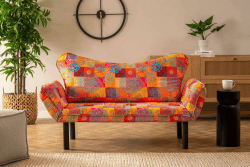 Divano letto 2 posti Aquilonis, Sofà trasformabile, Divanetto per ospiti, Poltrona letto contenitore, 150x65 h40 cm, Multicolore