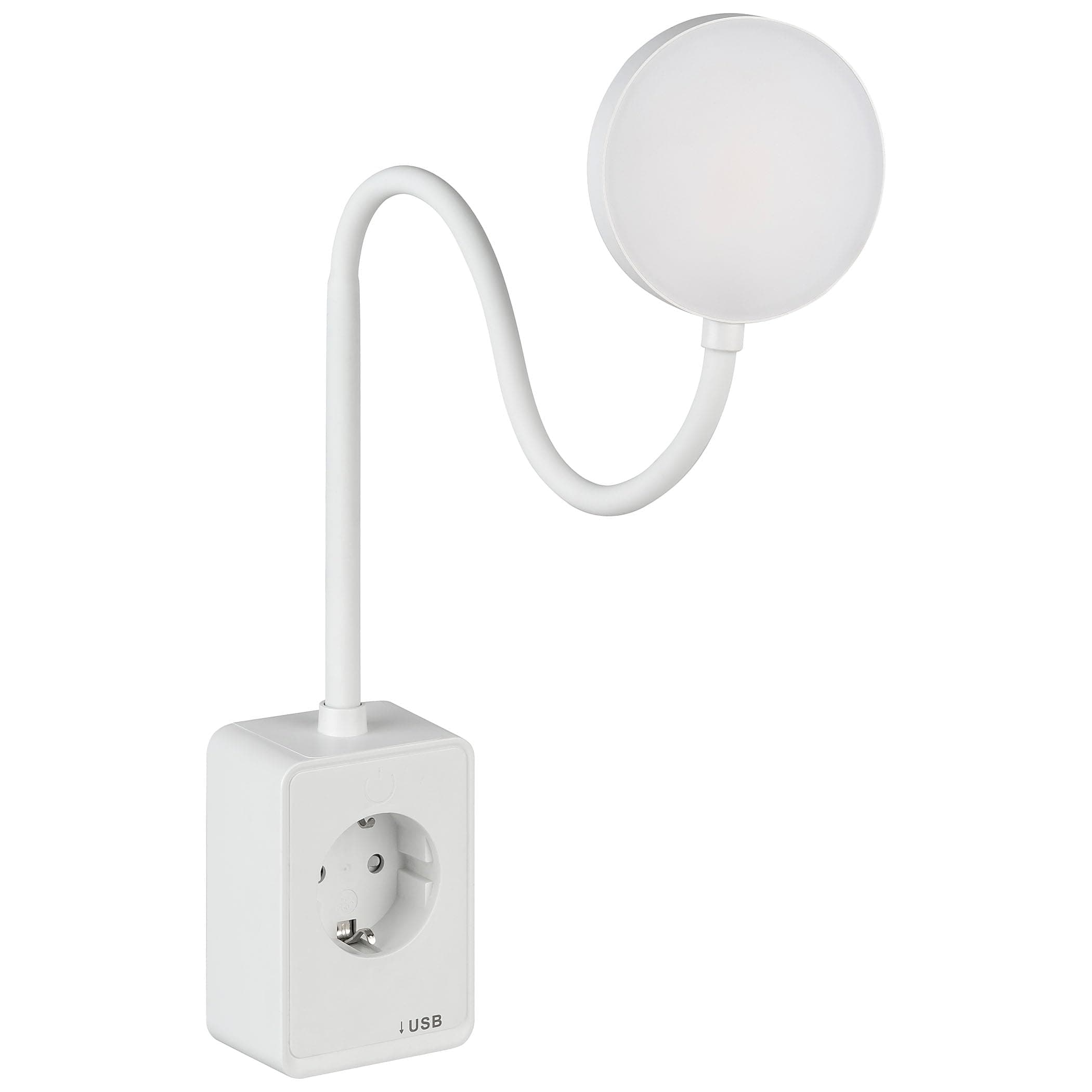 SEBSON LED Steckdosenleuchte dimmbar - Leselampe und Steckdose mit USB-C Anschluss - flexibler Schwanenhals, neutralweiß 4.000K - Steckerlampe, Nachtlicht 4,5W weiß Weiß 1