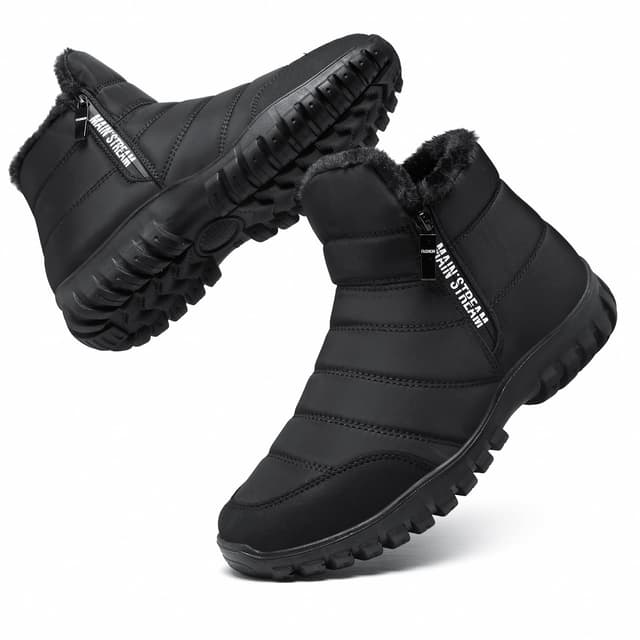Winterstiefel Herren Winterschuhe Schneestiefel Warm Gefüttert Wanderschuhe Schneestiefel Wanderschuhe rutschfest Trekkingschuhe Stiefel Outdoor Wanderstiefel Leichte Boots 45 EU Schwarz