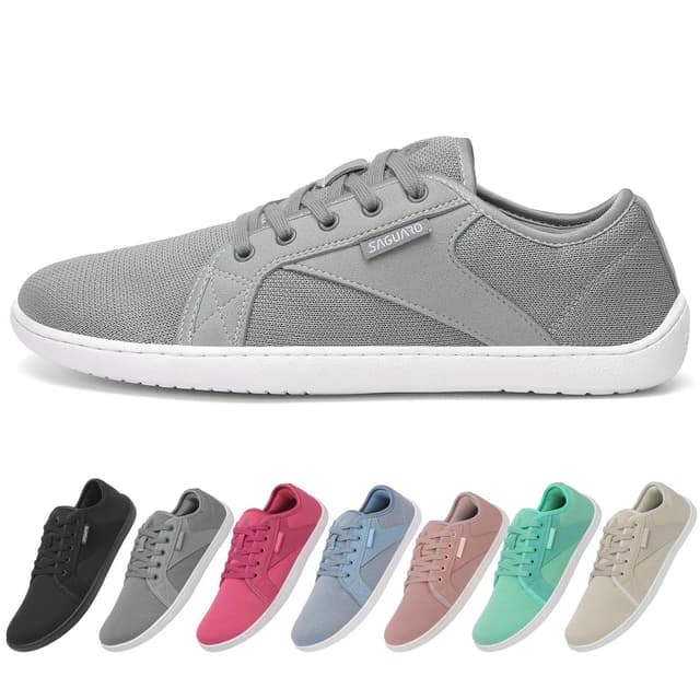 SAGUARO Unisex Knit Barfußschuhe mit Breiter Zehenbox und Zero-Drop Solhe, Luck Ⅰ, Gr. 36-48 41 EU Grau