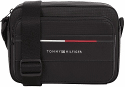 Tommy Hilfiger Herren Crossbody Bag Tasche Foundation Reporter mit Logo, Schwarz (Black), Einheitsgröße