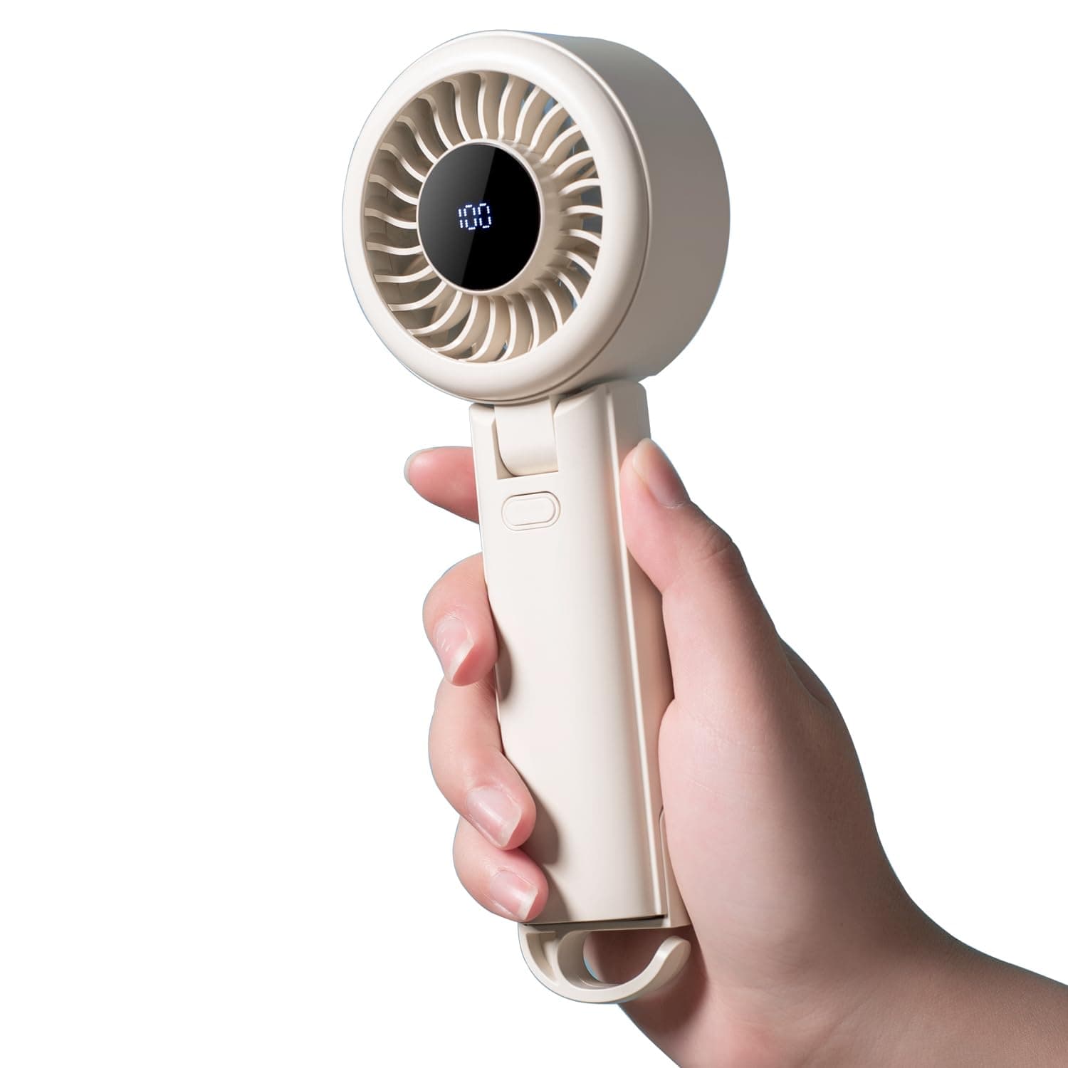 HAOHEJIA Handventilator, Mini Kleiner Ventilator Akku Aufladbar 13H Max Laufzeit 4000mAh, Tragbarer Mini Ventilator, Klappbarer 5-Geschwindigkeiten Ultra Leise 6000RPM Hohe Geschwindigkeit