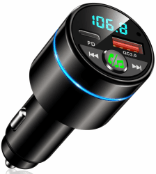 Mohard Bluetooth Adapter Auto, Ganzmetall FM Transmitter Auto Bluetooth mit PD 30W & QC3.0 18W Schnellladung, Freisprechanlage Bluetooth5.3, Rauschunterdrückung Mikrofon, 7 Farbige Licht Angebot bei HelloDeals