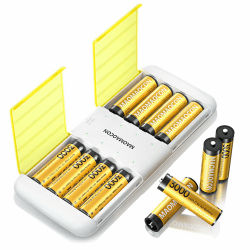 8 stück Lithium AA Akku mit Ladegerät, wiederaufladbare AA Batterien, 3000mWh hohe Kapazität Mignon AA Batterien, 1.5V Lithium AA Batterien und Akku Ladegerät mit Ladung-Aufbewahrung Funktion Angebot bei HelloDeals