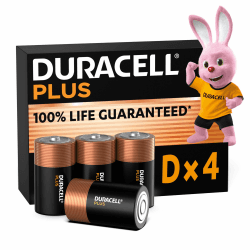 Duracell Plus D Batterien, LR20, 4 Stück, Alkaline Batterien D für Alltagsgeräte Größe D Plus (+100% Langlebiger) 4 Stück Angebot bei HelloDeals