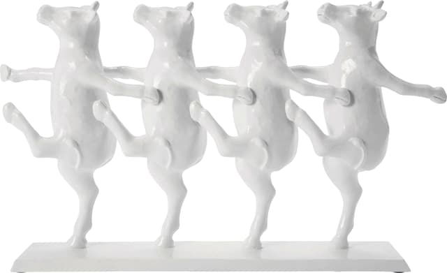 Kare Design Deko Figur Dancing Cows, Weiß, Deko Objekt, Kuh Motiv, Deko für Regal oder Sideboards, Büro Dekoration, 23x40x7 cm (H/B/T)