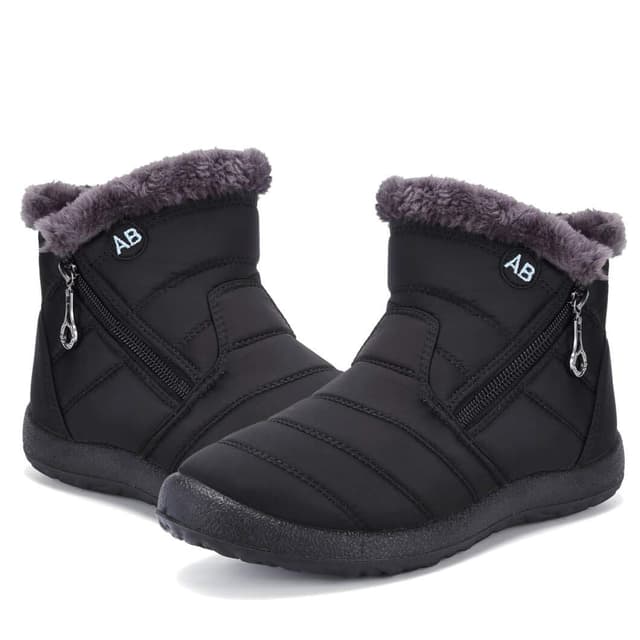 Maxome Winterstiefel Damen Warme Gefüttert Winterschuhe Schneestiefel Winterboots Reißverschluss Kurzschaft Stiefeletten Winter Boots Outdoor Leicht Bequem Rutschfeste Wanderstiefel 38 EU Schwarz