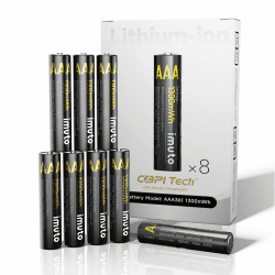 imuto Wiederaufladbare Lithium Akkus AAA 8-Pack, 1300mWh Hohe Kapazität 1.5V AAA Batterien 1300-IMU8AAA Angebot bei HelloDeals