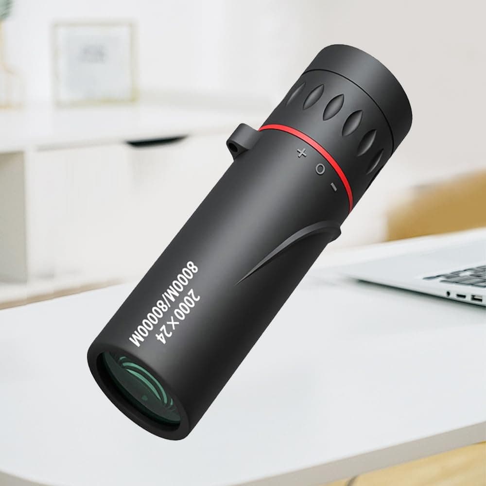 10 x 24 Monokular-Teleskop, wasserdicht und leicht für den Außenbereich (rot) Rot/Ausflug, einfarbig (Getaway Solids)