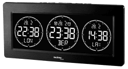 Technoline Digitale Weltzeituhr, 3 Zeitanzeigen, frei programmierbar (Lassen Sie Sich Ihren Wohnort Anzeigen), LED Display, Netzteil, schwarz