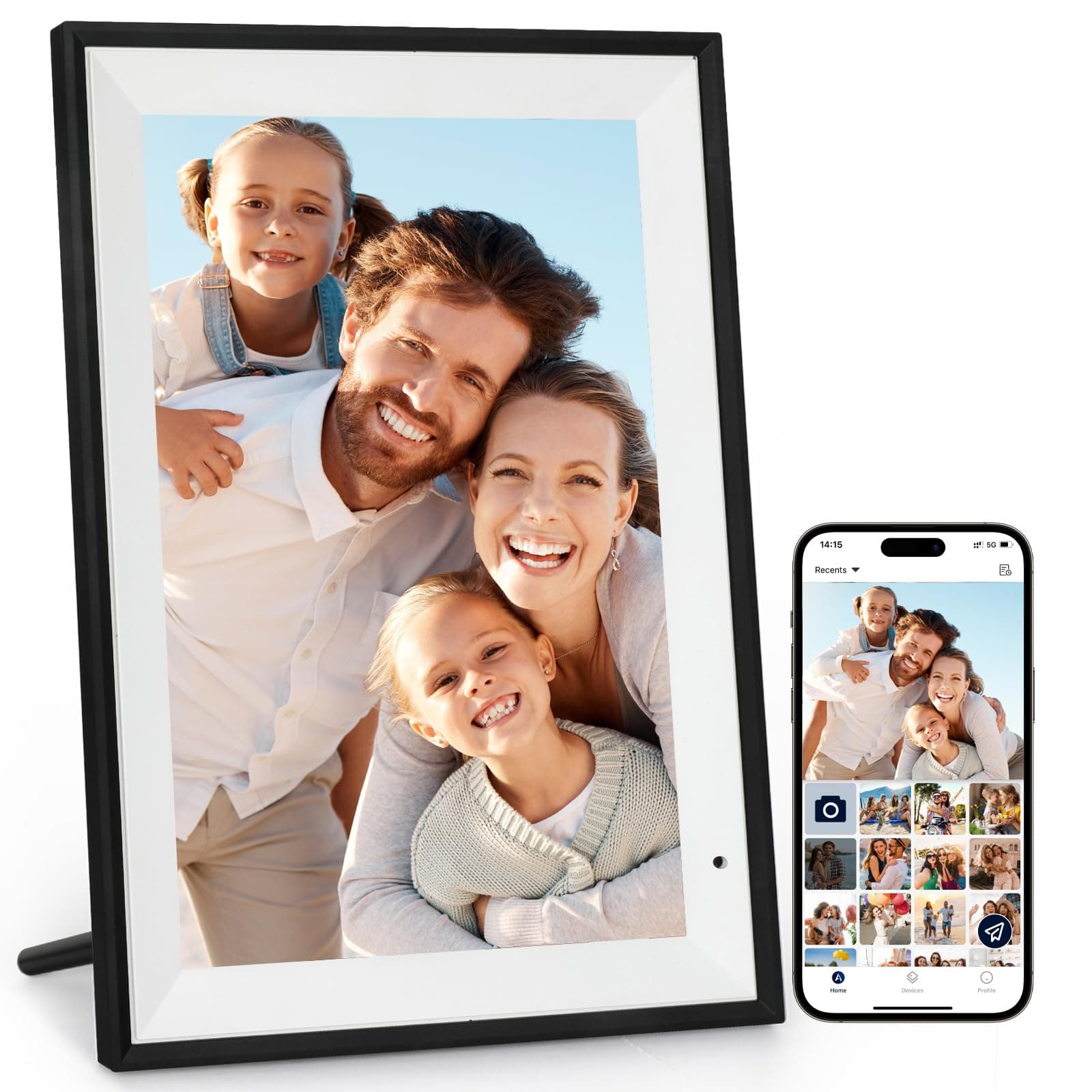 Digitaler Bilderrahmen 10,1 Zoll 32GB WiFi Elektronischer Bilderrahmen 1280x800 HD IPS Touchscreen Speicher Automatische Rotation Teilen Sie Fotos und Videos Sofort Luakug Geschenke für Eltern/Freunde 10,1 Zoll Schwarz & Schwarz strut