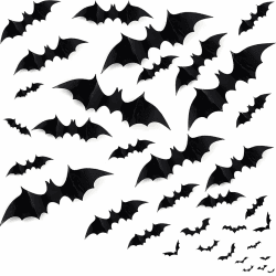 BELSVOR Halloween deko, 60 Stück halloween Fledermäuse, 60 Realistische Halloween deko outdoor, Fledermäuse zur Verwendung an Wänden/Türen/Schlafzimmern/Zimmern/Garten Angebot bei HelloDeals