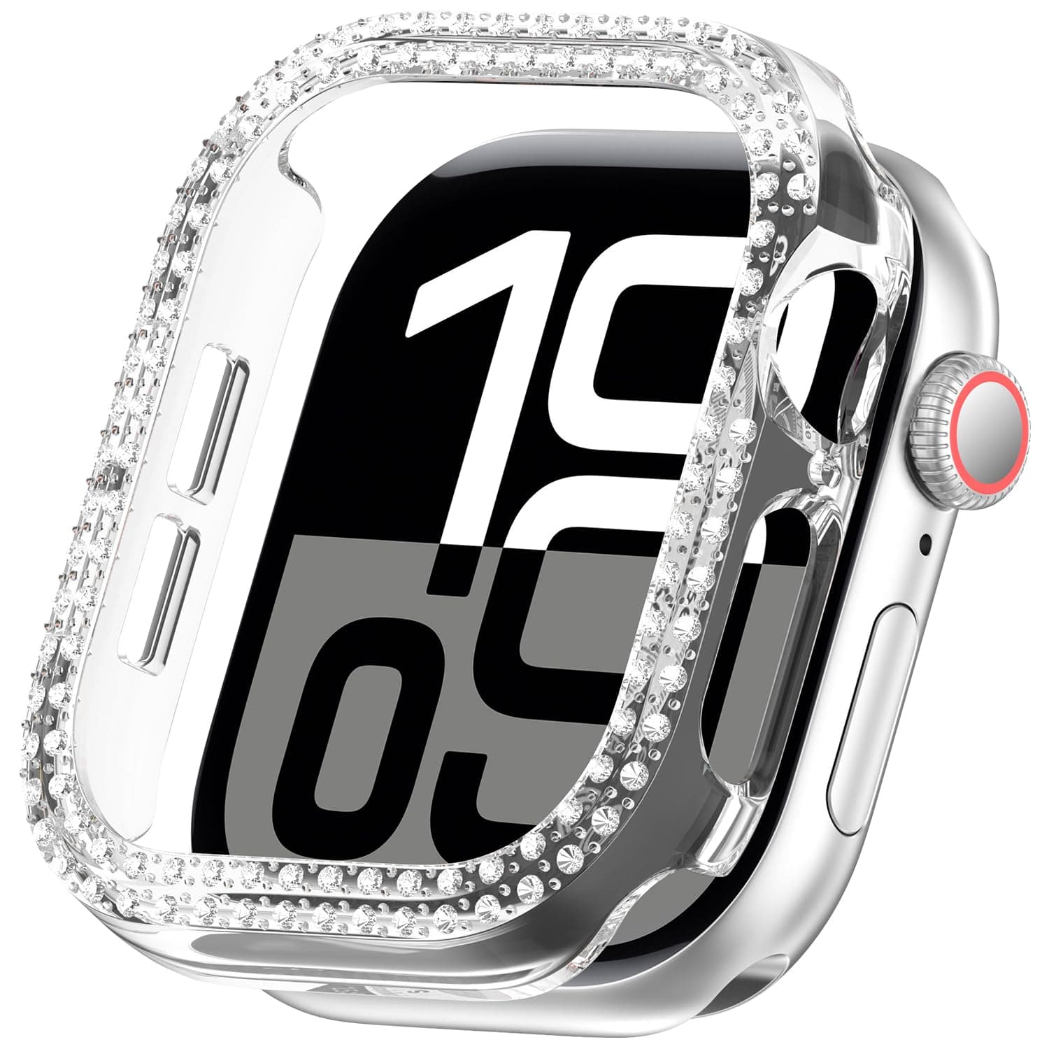 Miimall Glitzer Strass Diamant Hülle Kompatibel mit Apple Watch 11/10 Case 42MM, Ultra-dünne Stoßfeste Vollschutz PC Schutzhülle Aushöhlen Cover für Apple Watch Serie 11/10 Zubehör 42MM, Transparent 42MM Transparent