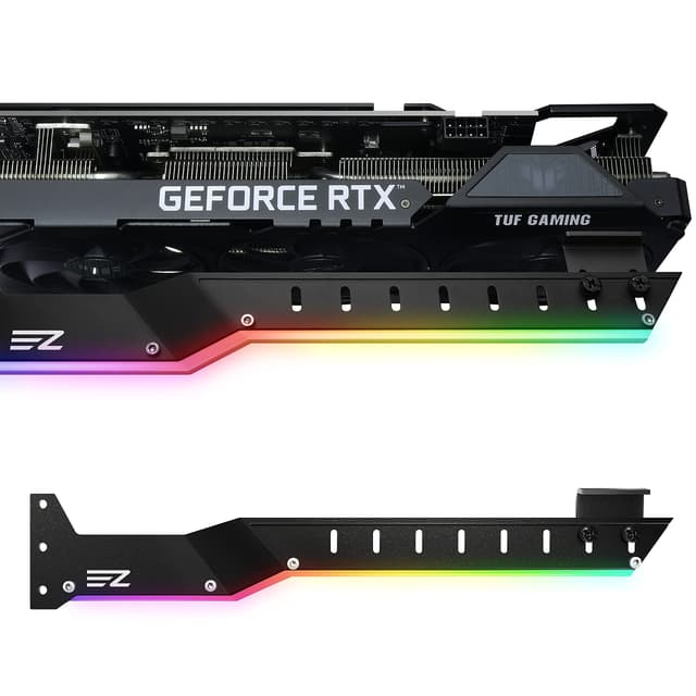 EZDIY-FAB GPU-Halterung Grafikkarte GPU-Unterstützung Videokartenhalterung mit 5V 3 Pin ARGB LED,Videokartenhalterung Sag Holder/Holster Bracket Support RX6700,RTX3090-309EZ-Schwarz