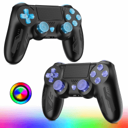 Lapezei RGB Wireless Controller für PS4, Game Controller kompatibel mit PS4/Pro/Slim/PC Gamepad mit Turbo/Zurück Taste/Dual Vibration/6-Achsen Gyro Sensor/Touchpanel 2 Pack 2 Schwarz Lampe Angebot bei HelloDeals