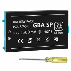 Akku für Nintendo Gameboy Advance SP 1600mAh Wiederaufladbarer Lithium-Ionen-Akku Ersatz für Nintendo GBA SP AGS-001 SAM-003 mit Schraubendreher Angebot bei HelloDeals