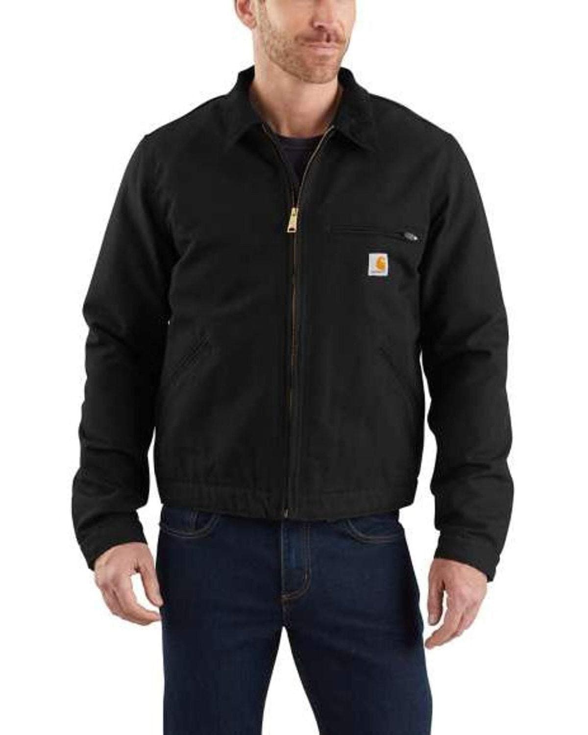 Carhartt Herren Duck Detroit Jacket Work Utility Oberbekleidung L Schwarz