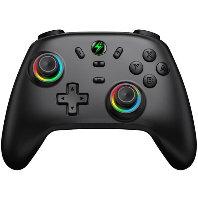 Switch Controller mit Hall Joysticks, Kabellos Controller für Nintendo Switch/Lite/OLED, Cooles RGB Joysticks/Turbo/Aufwachfunktion/Dual Motors Vibration/18 Std Spieldauer Schwarz