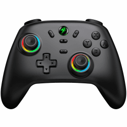 Switch Controller mit Hall Joysticks, Kabellos Controller für Nintendo Switch/Lite/OLED, Cooles RGB Joysticks/Turbo/Aufwachfunktion/Dual Motors Vibration/18 Std Spieldauer Schwarz Angebot bei HelloDeals