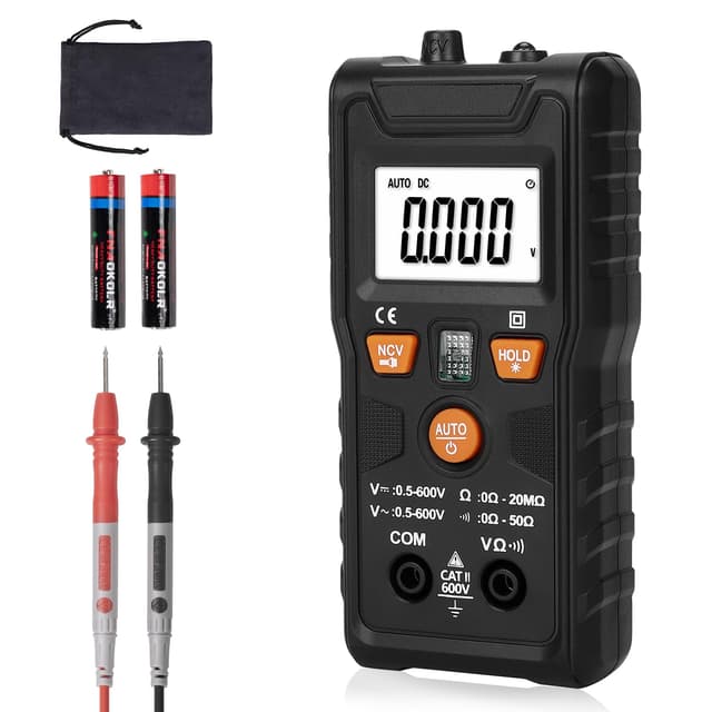 BillyBath Digital-Multimeter, automatischer Spannungsprüfer, 4000 Zähler, Multitester mit berührungsloser Spannungsfunktion, misst AC/DC Spannung, Widerstand, Durchgang