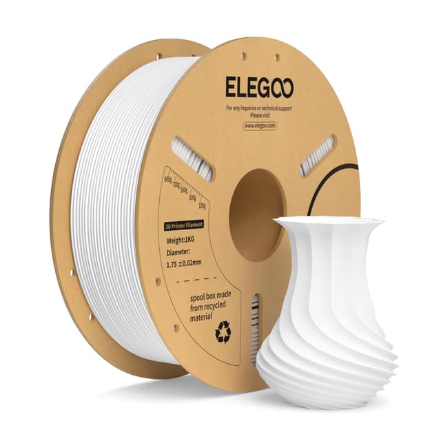 ELEGOO PLA+ Filament 1.75mm Weiß 1KG, PLA Plus 3D Drucker Filament, Härter und Stärker Filament-3D-Druckmaterialien, Maßgenauigkeit +/-0,02mm, Kompatibel mit den Meisten 3D Printer(1KG/Spool, 2.2lbs) 1kg Weiß