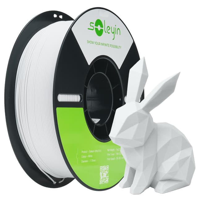 SOLEYIN Ultra PLA Filament 1.75mm Weiß, 3D Drucker Filament 1kg Hochgeschwindigkeit 30-300mm/s Umweltfreundliche, für die meisten 3D-Drucker Creality Ender K1 K1C K2 plus
