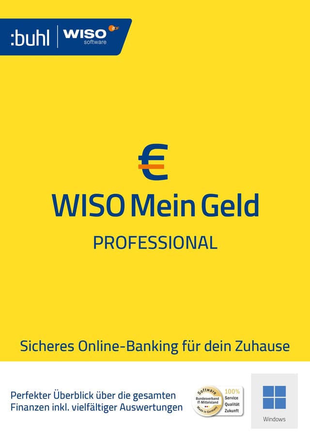 WISO Mein Geld Prof. 2026 | Online-Banking für alle Konten | Perfekter Überblick über Ihre Finanzen | Prof.: Mehr Auswertungen, Verwaltungsmöglichkeiten, uvm. | Windows Download | Updates bis 2028 PC Aktivierungscode per Email Mein Geld Prof. 2026