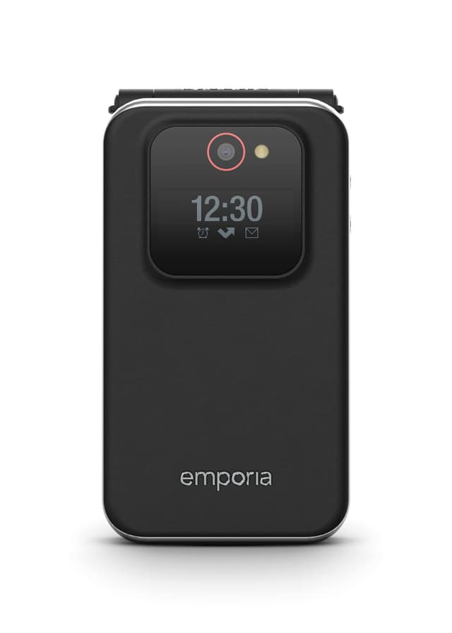 Emporia JOY-LTE - 4G-Handy für ältere Menschen, hohe Lautstärke, 2,8-Zoll-Farbdisplay, 3 Schnellanruftasten, große Tasten, Ladestation, 2-Mpx-Kamera, Schwarz (Italien) Schwarz Altes Modell: JOY-LTE 4G