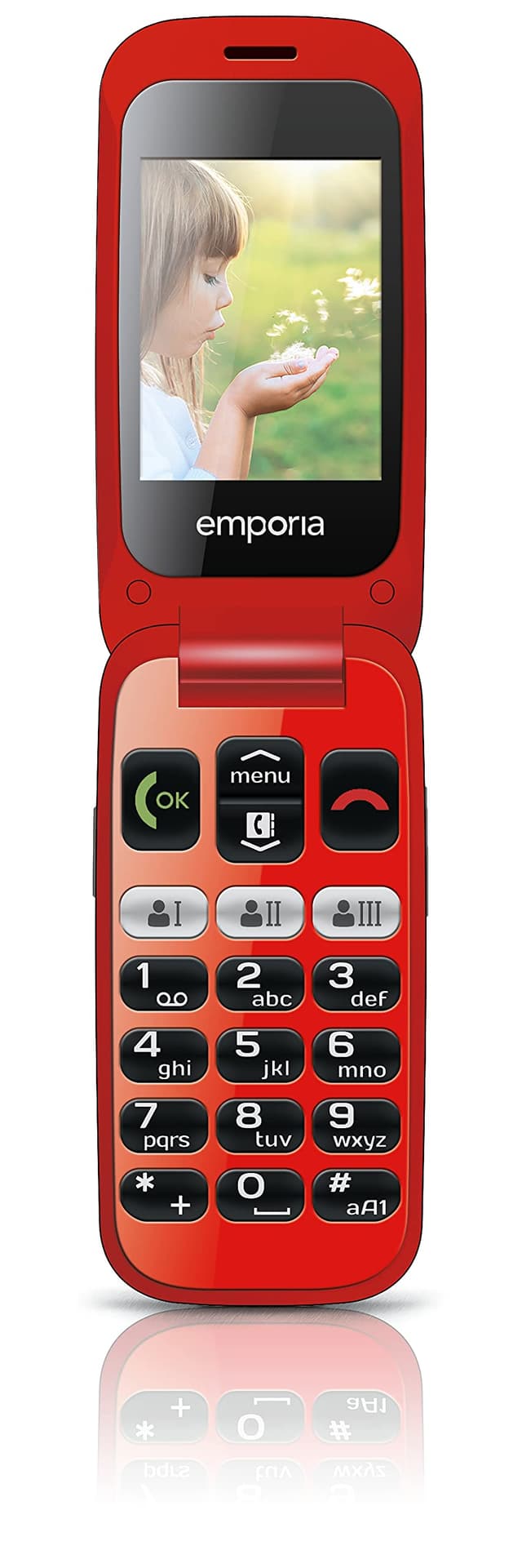 Emporia ONE V200_001 Einfach zu bedienendes Klappenhandy mit 2MP Kamera, Schwarz/Rot Schwarz/Rot Single