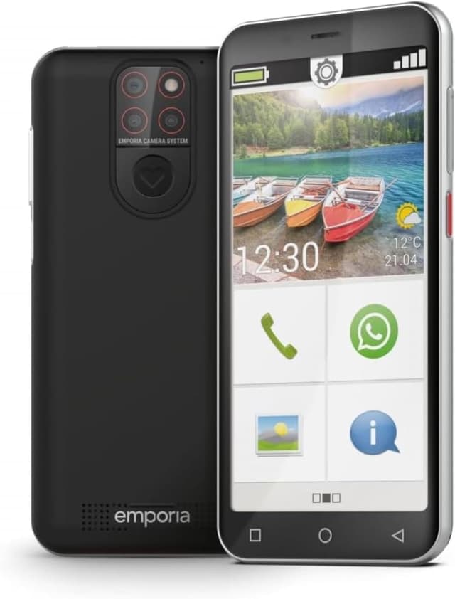 emporiaSMART.5 Mini, Seniorenhandy, 4G Volte, Senioren Smartphone ohne Vertrag, Mobiltelefon mit Notruftaste, 4,95-Zoll-Display, Android 13, 13 MP Kamera, Schwarz, E5mini/E5m 001 SMART.5 mini, 64GB & Android 13