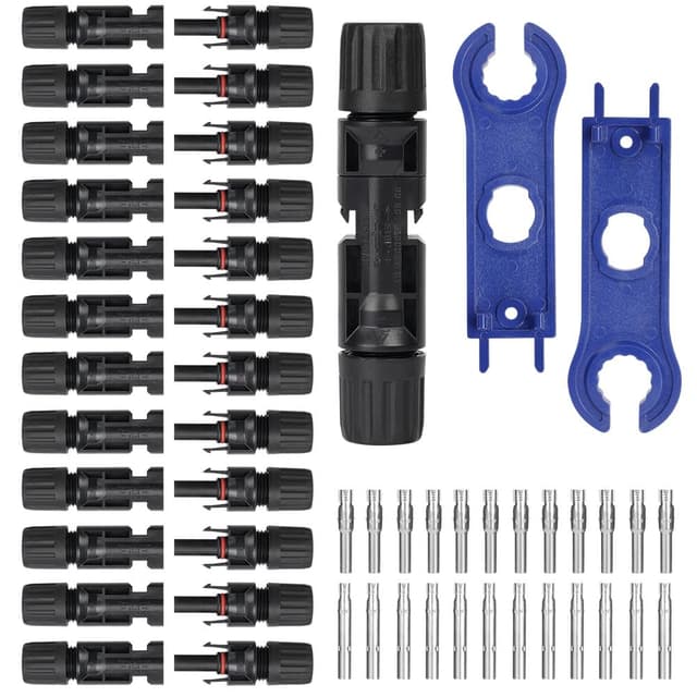 URAQT 12 paar Solar Stecker Set, Solarpanel Stecker IP67 Wasserdicht mit 2 Werkzeug, Solarstecker für PV Kabel MC4 Stecker Werkzeu, Ladereglerzubehör Solarstecker Schwarz 12 Sätze