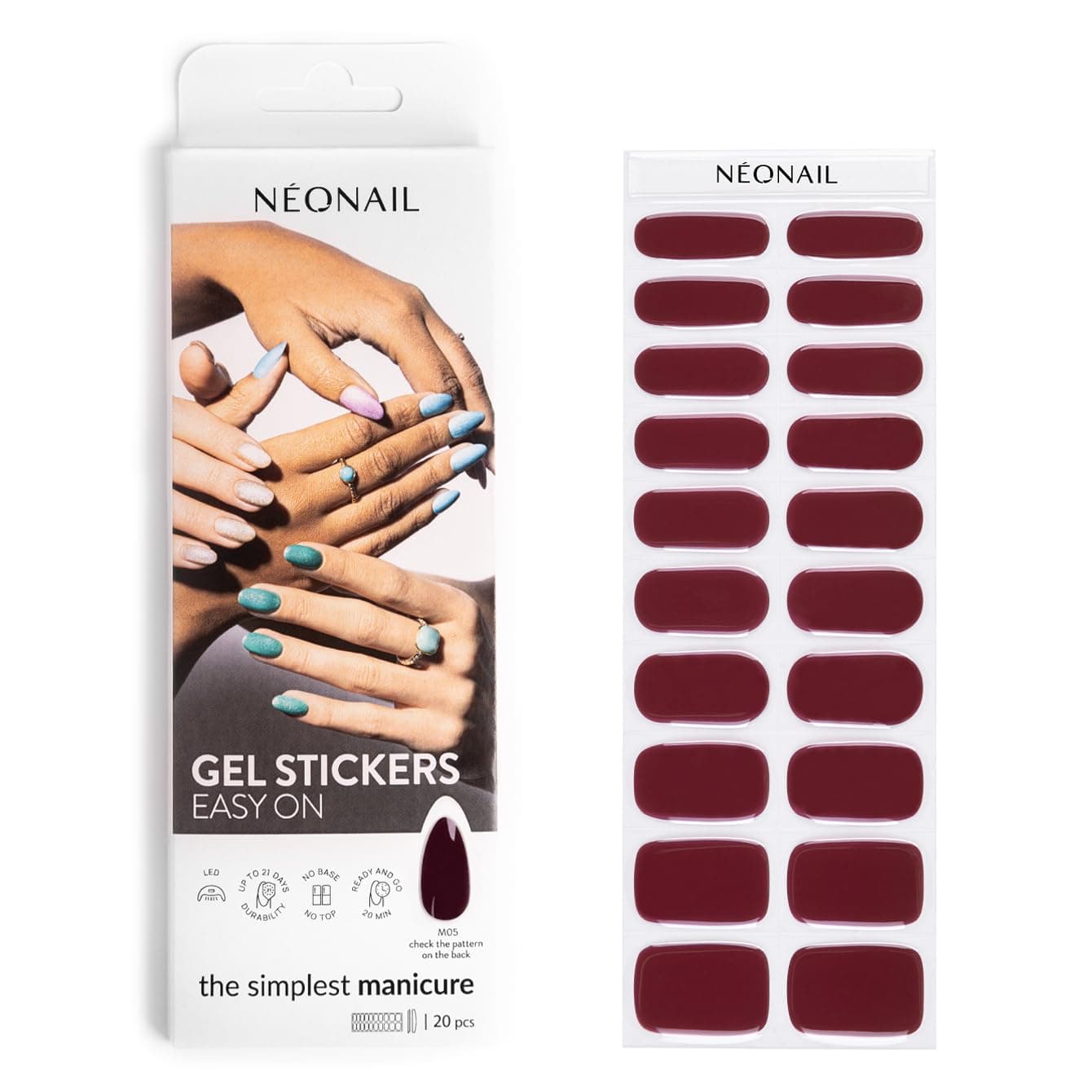NÉONAIL Nagelfolie UV Härtend - Gel Stickers Easy On - UV Gel Strips - Fingernägel zum Aufkleben - Nagelsticker - Nagellackstreifen - Nagelaufkleber - Aufkleber Nägel - M05 M05 M05