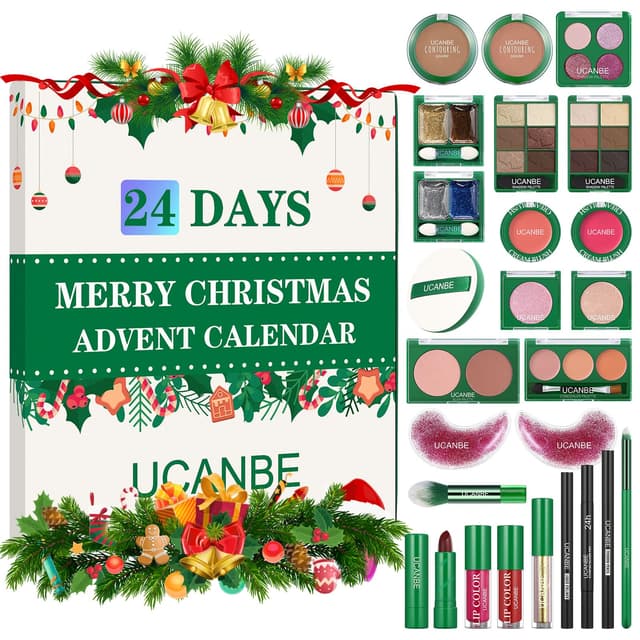 UCANBE Adventskalender Makeup 2025 Beauty, 24 Tage Make Up Adventskalender Frauen Damen, Weihnachts-Countdown-Kalender voller Make Up Kits Geschenksets