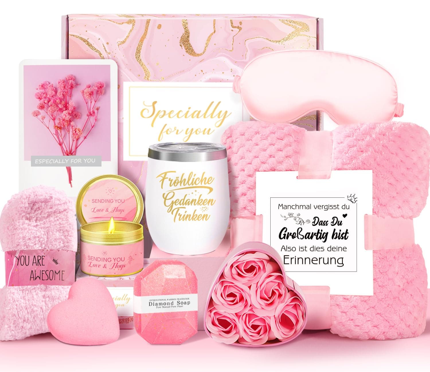 Geschenke für Frauen,Geburtstagsgeschenk für frauen, Entspannende Spa Geschenk Korb Care Paket, Geschenk Set für beste Freunde weibliche Schwester Mutter Frau Ihre Freundin Coworker Bestie Lehrer Rosa Angebot bei HelloDeals