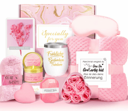 Geschenke für Frauen,Geburtstagsgeschenk für frauen, Entspannende Spa Geschenk Korb Care Paket, Geschenk Set für beste Freunde weibliche Schwester Mutter Frau Ihre Freundin Coworker Bestie Lehrer Rosa
