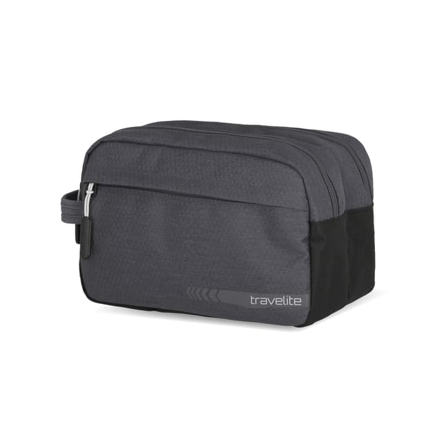 travelite Handgepäck Kosmetiktasche, Gepäck Serie Kick Off: Praktische Kulturtasche für Urlaub und Sport, 26 cm, 5 Liter D'anthrazit (Grau)