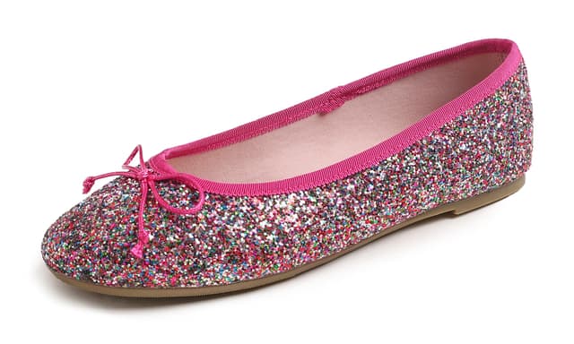 Feversole Round Glitter Ballerina,Damen Klassische Ballerinas Profilsohle Mutli Fuchsia Glänzend 37 EU