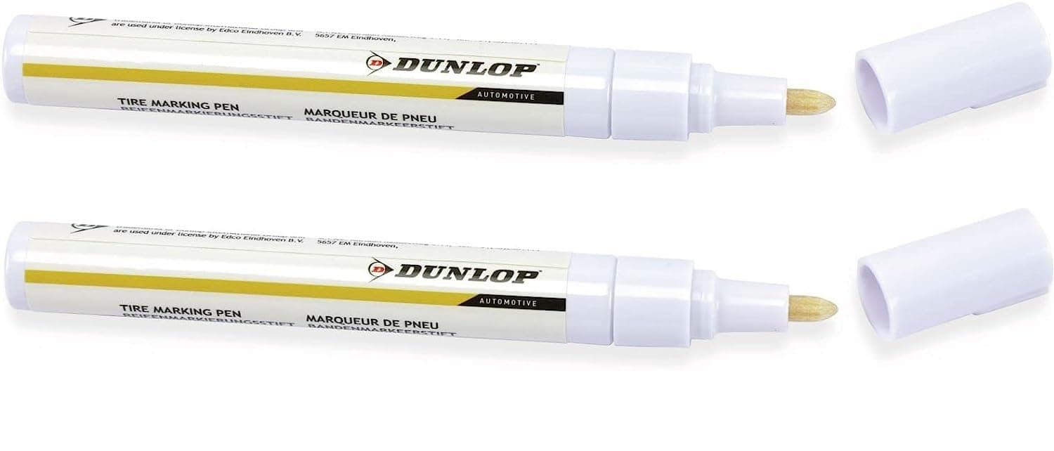 Set: 2 BZW 4 Stück Dunlop Reifenmarkierstift, weiß Reifenmarker 4,5 ml, Auto, Fahrrad, Motorrad 2 Stück