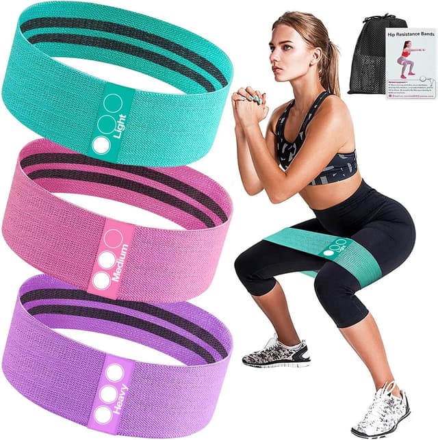 Resistance Bands, Fitness Bands, Hip Resistance Bands Set with Strong Elasticity, Tensile Strength, Non-Slip Training Band, for HIPS, Legs, Pilates, Yoga, Strength Training grün+rosa+lila