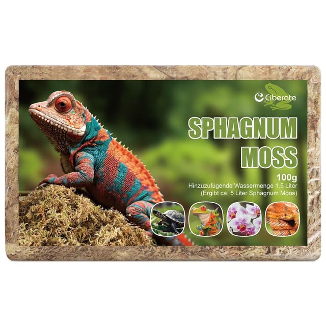 Ciberate Sphagnum Moos Terrarienmoos Ziegel für Terrarium, ideal für Reptilien Amphibien Schildkröten, Torfmoos für Orchideen und Zimmerpflanzen, 100g