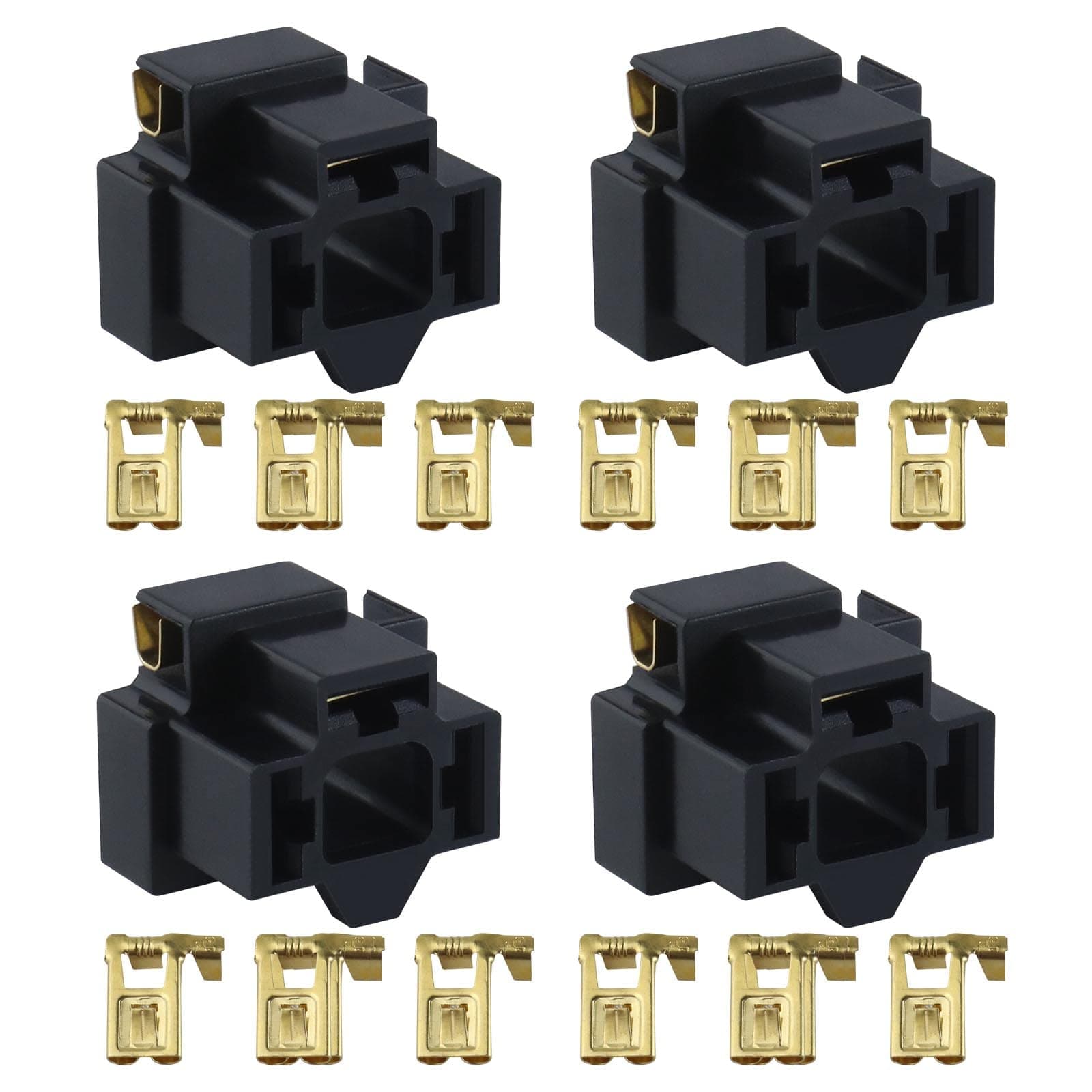 EMSea 4 Stück Auto H4 3-Pin Scheinwerfer Stecker Ersatz mit Klemmen H4 Glühbirne Reparatur Halter Stecker 12V